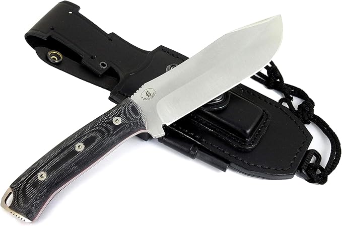 JEO-TEC Nº45 Fixed Blade Bushcraft Knife for Survival Camping Hunting Fishing, Full Tang Knife 11" Overall, Sheath + Firesteel + Sharpener Stone, Handmade
