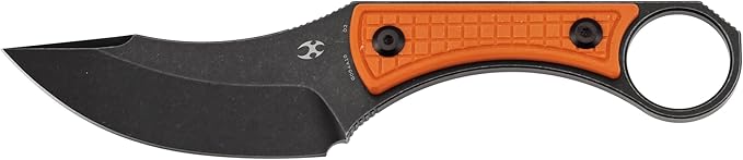KANSEPT Niko Fixed Blade Knife, 3.54'' Blackwash D2 Sharp Blade with Orange G10 + Frag Pattern Handle, Adjustable Kydex Sheath for Edc Hunting Survival Camping G004A10
