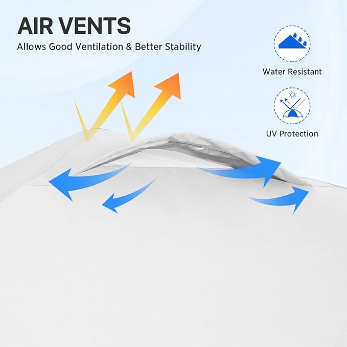 EAGLE PEAK Pop Up Canopy Tent with Wheeled Carry Bag, 8 Stakes, 4 Ropes, Easy Set Up Tent Canopy, 8x8 ft White