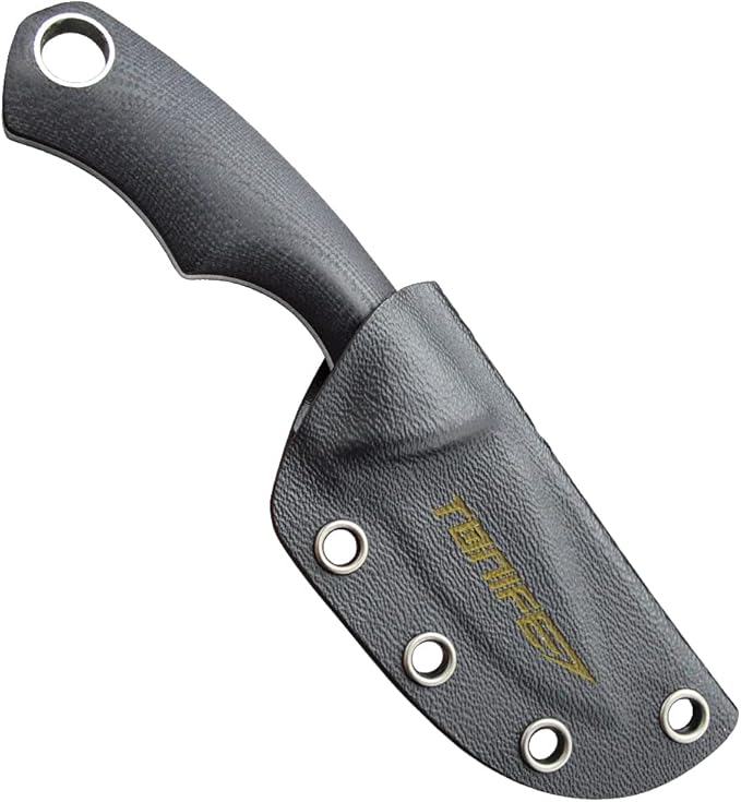 TONIFE Neck Knife Mini Outdoor Survival Fixed Blade Knife, EDC High Hardness Sharp Blade 1.7'' Portable Neck with Kydex Sheath and Ball Chain (black)