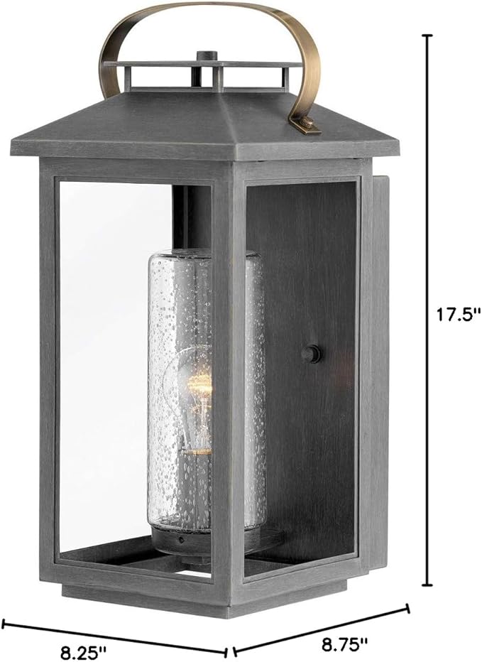 Hinkley Atwater Medium Wall Mount Outdoor Lantern - Anti-Fade, Clear Seedy Glass, Composite, LED Included - Ash Bronze Finish