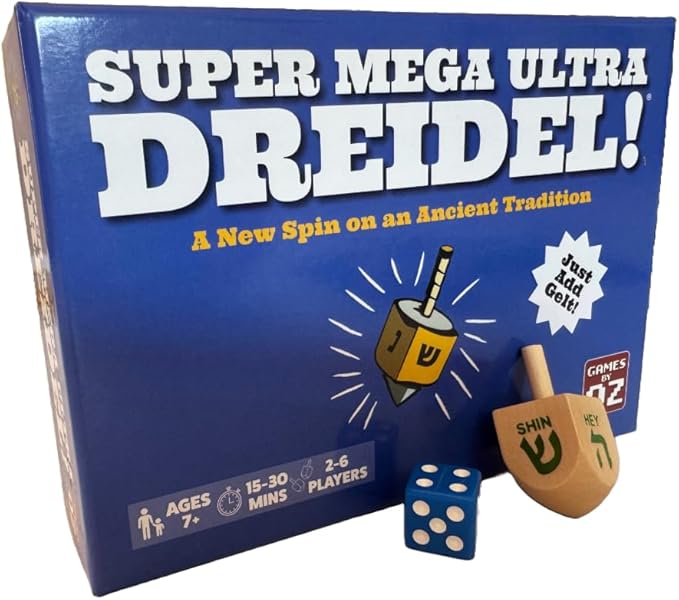 Super Mega Ultra Dreidel - Card Game Adds a New Spin on an Ancient Tradition - Family Holiday Fun for 2-6 Players Age 7+