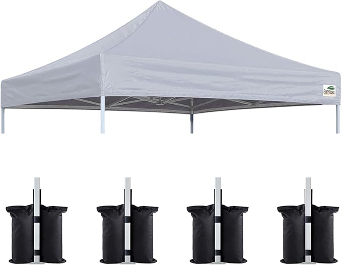 Eurmax USA New 10x10 Pop Up Canopy Replacement Canopy Tent Top Cover, Instant Canopy Top Cover ONLY, Choose 30 Colors,Bonus 4PC Pack Weight Bag (Gray)
