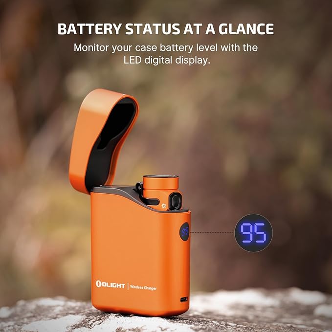 OLIGHT Baton4 Premium Edition EDC Flashlights 1300 Lumens with Type-C Charging Box, Powered by Rechargeable Battery, Small Bright Light IPX8 Waterproof for Emergencies, Outdoors (Orange)