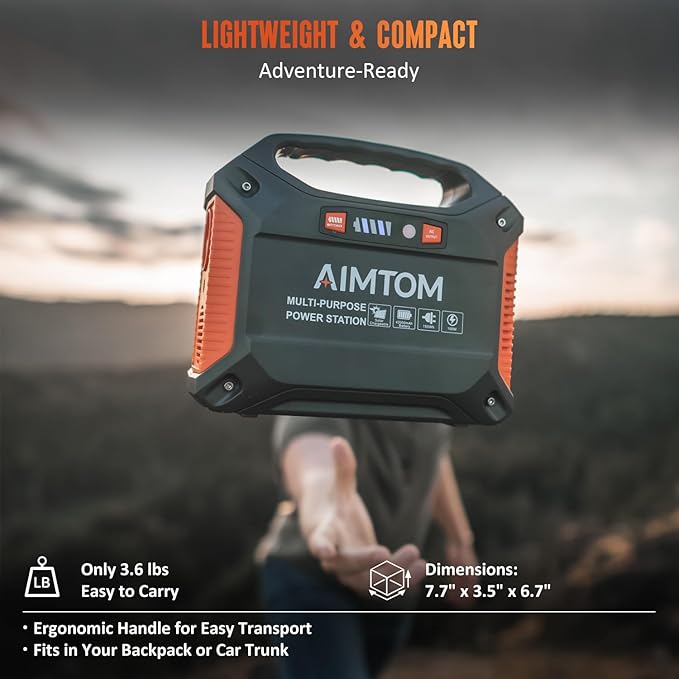 AIMTOM 155Wh Portable Power Station with 30W Solar Panel ??150W Peak/110V AC, 18W USB-C, 2x USB-A & 12V DC ??Solar Generator for Camping, Home, RV, Travel & Emergencies