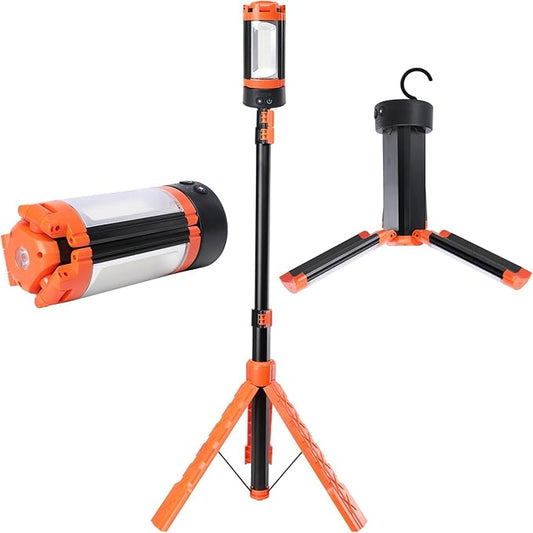 Camping Lights, Portable Rechargeable LED Camping Lantern with 5 Lighting Modes - Telescopic Light with Tripod Work Light, Detachable Flashlight Light for Emergency, Power Outages, Hiking