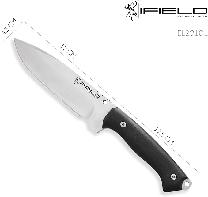 iFIELD Survival Knife Workout MOVA Satin Blade, Includes Sheath, Survival Knife, Camping Tool for Fishing, Hunting, Sport Activity