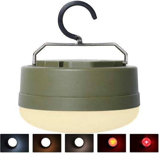 LED Camping Light,4Modes Portable AA Battery Powered Hanging Tent Lantern with Magnetic Base and Foldable Hook for Emergency Use or Campsites, (Without Batteries-Green)
