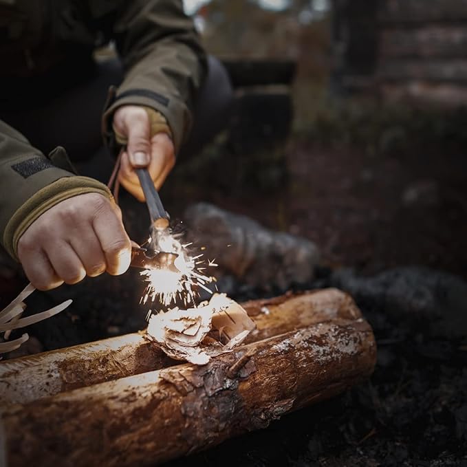 Überleben | Hexå Ferro Rod Fire Starter Survival Tool – Up to 20,000 Strikes, 1/2" Thick Hexagon Fire Steel with Multi-Tool Striker & Lanyard – Waterproof Camping Essentials
