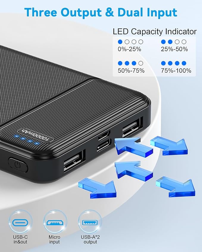 AsperX 2-Pack 10000mAh USB C Output Portable Charger Power Bank Fast Charging, Portable Phone Charger External Battery Pack for iPhone, Samsung, Google LG and Heated Vest