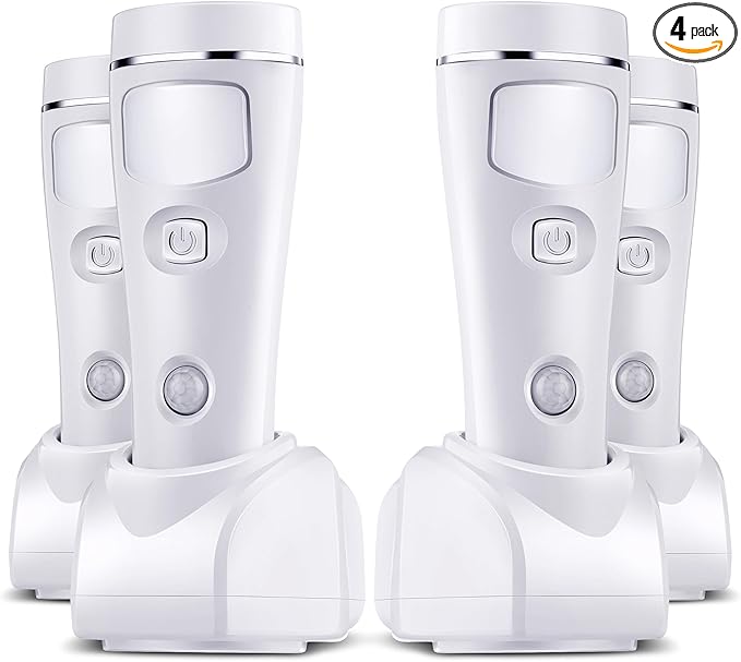 Enhon 4 in 1 LED Emergency Lights for Home Power Failure, 4 Pack Rechargeable Plug in Flashlight Motion Sensor Night Light, Automatic Turn On Power Outage Light for Home Hurricane Supplies(White)
