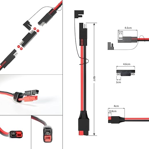 12AWG SAE to Anderson Adapter,Solar Connector to SAE Extension Cable,Compatible with Solar Generator Portable Power Station(10FT)