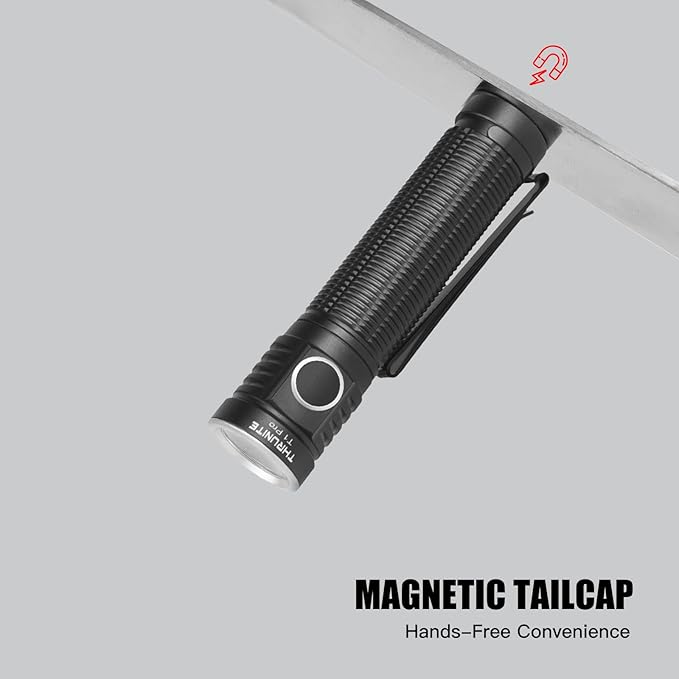 ThruNite T1 Pro High 1920 Lumens Rechargeable Flashlight with USB C Cable, Stepless Dimming,196-Meter Long Beam Distance Pocket Flashlight for EDC, Outdoor, Camping and Emergency (Cool White)