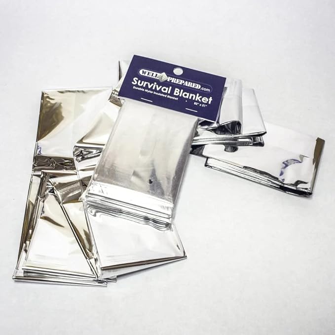 Premium Mylar Emergency Blanket ??Thermal foil Blanket for Camping, Hiking & Emergency Supplies | Waterproof Compact Foil Space Blanket| Retains 90% Body Heat & Aid in Outdoor Survival (10 Pack)