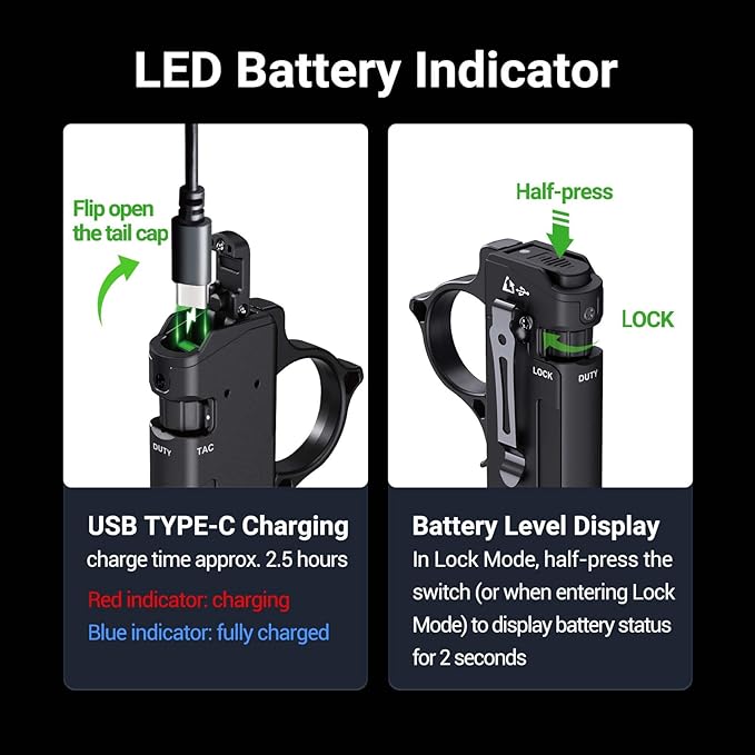 NEXTORCH TA70 EDC Tactical Flashlight,Flat Flashlight Rechargeable,3500 Lumens Tactical/Duty Dual-Switch LED Slim Flashlight with Stainless Clip for Outdoor Daliy Use Emergency