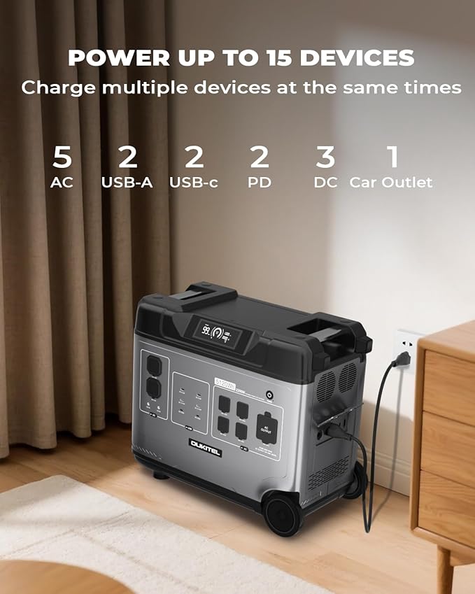 OUKITEL Portable Power Station P5000, 5120Wh Large Capacity Solar Generator, 5 * 2200w AC Output (4000W Surge), 2.8H Fully Charged, 1000W MPPT Solar for Emergency, Home Backup, RV, Camping