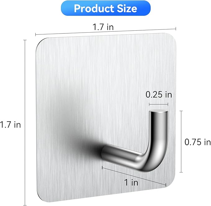 KRUI 2 Pcs Adhesive Wall Hooks for Emergency Fire Blankets, Heavy Duty Stainless Steel Wall Hanging Hooks Waterproof and Fireproof for Home Kitchen Bathroom Office