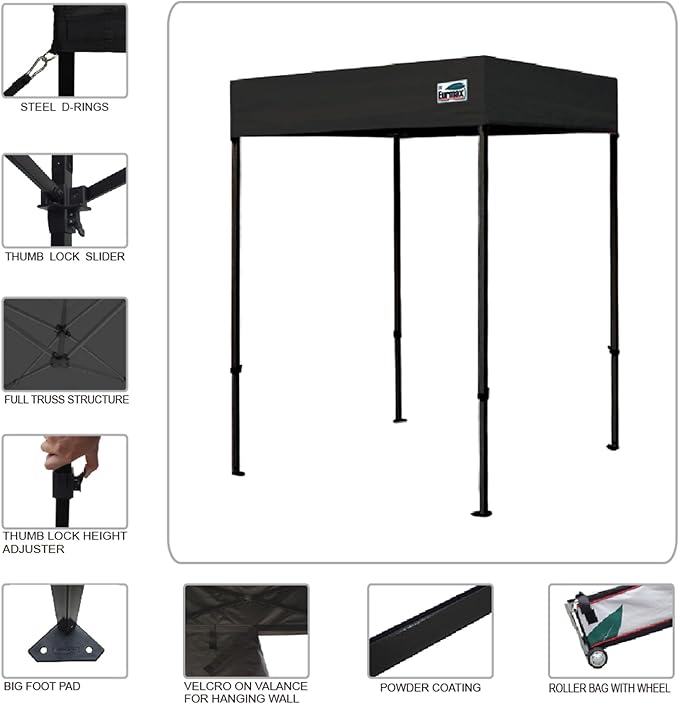 Eurmax USA 5'x5' Flat Top Pop-up Canopy Portable Photo Booth Tent for Events Wedding Photobooth for Professional Photos Photo Studio with Roller Bag,Bonus 4 SandBags (Black with Screen Window)