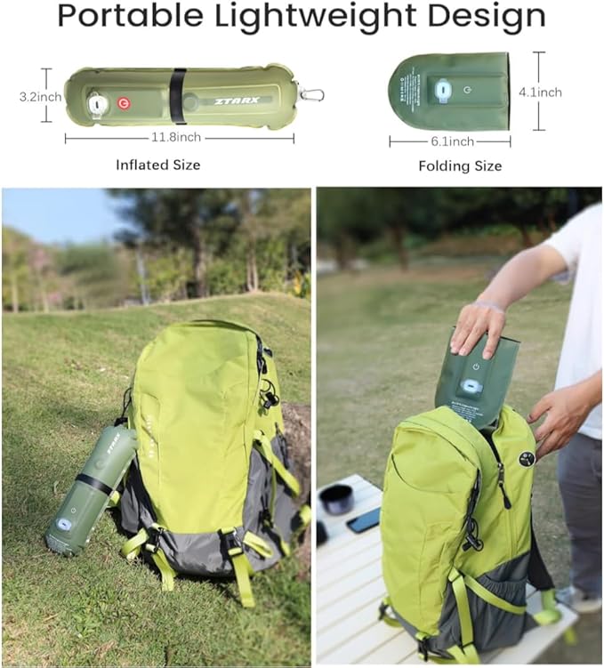 Inflatable Solar Camping Lantern, 4 Lighting Modes, IP66 Waterproof, USB Rechargeable Portable Tent Light (White Light)