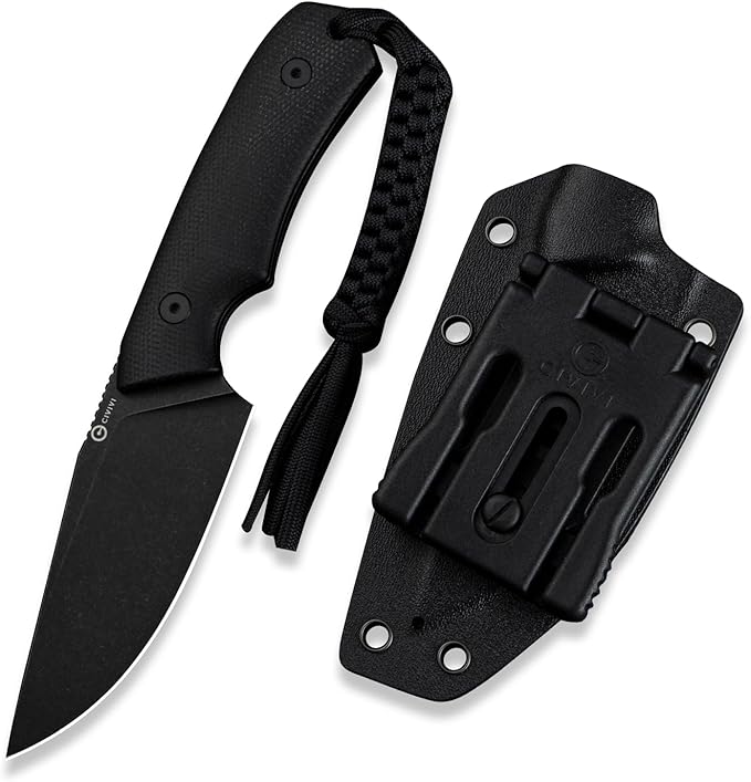 CIVIVI Gander Fixed Blade Knife with Kydex Sheath, 3.63" 14C28N Blade Full Tang Knife Micarta Handle, Designed By Matt Gentry for Hunting Camping EDC C24058B-2 (Black)
