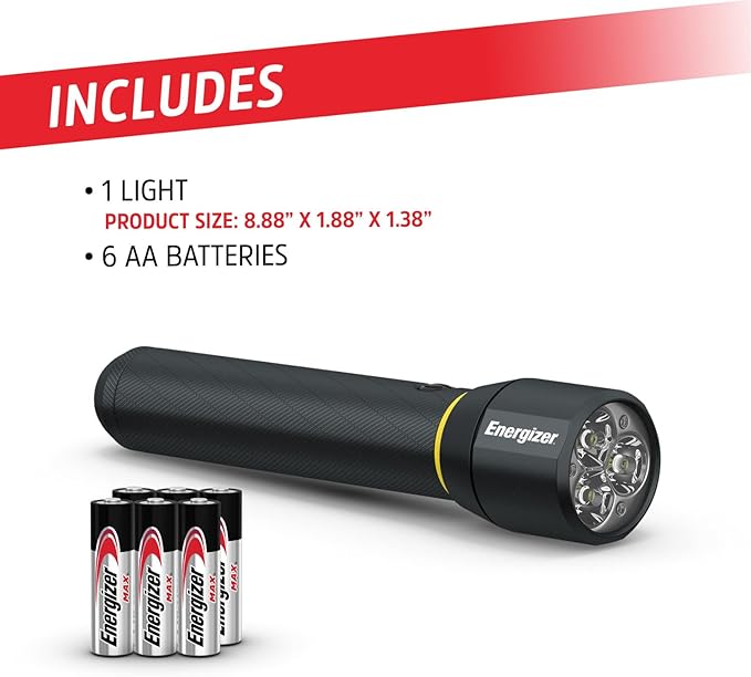 Energizer LED Flashlight Vision PRO, Ultra Bright 1000+ Lumens, IPX4 Water Resistant, Aircraft-Grade Aluminum LED Light, Rugged Metal Flash Light for Outdoors, Emergency Power Outage, Black