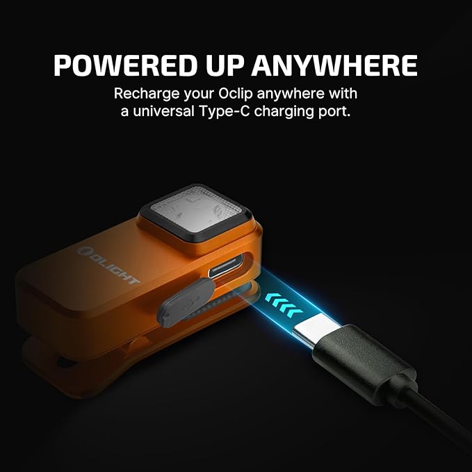 OLIGHT Oclip Rechargeable EDC Flashlight 300 Lumens Dual Sources Compact Pocket Clip Light, Convenient USB C Charging, Magnetic Flash Lights for Working, Cycling, Emergency, Signaling Tool(Orange)