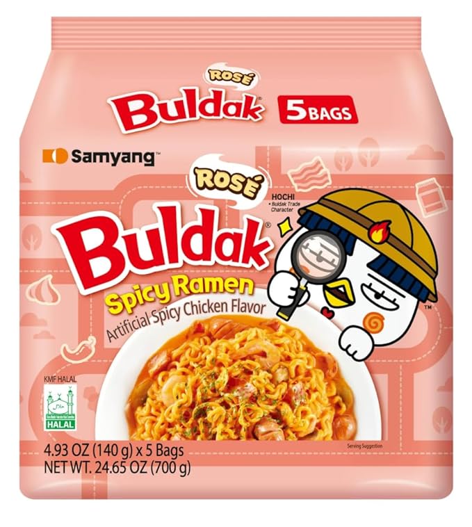 KF GOODIES Korean Ramen Variety Pack Gift Box (5 Count) – Spicy Buldak Noodle Assortment for Birthdays, College Care Packages, Office Snacks, and Gift Baskets
