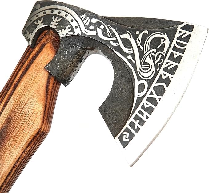 QEPAA CRAFTS® The Frostbreaker Handmade Viking Forged Steel Camping Survival Axe for Wood Splitting and Chopping-Bushcraft Hatchet- Norse Viking Gift for Adventurers