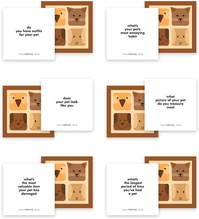 TableTopics Pets to Go Question Card Game - 40 Conversation Starter Cards to Talk About Your Pets, Fun Game for Family and Friends, Great for Road Trips or to Use as Icebreakers