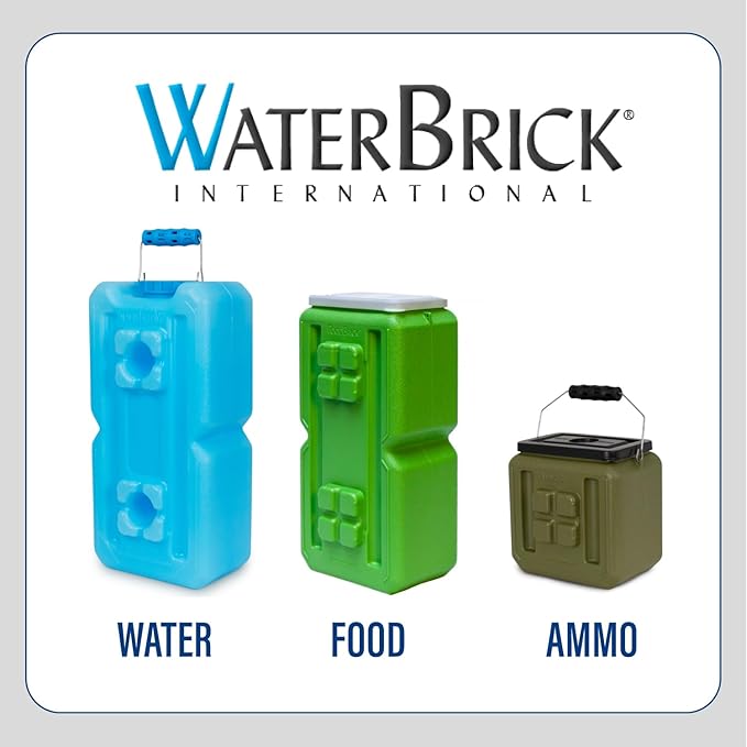 WaterBrick International Water Storage Containers for Emergency Water Storage | 6-Pack of Stackable 3.5 Gallon Water Container Bricks | Food-Grade HDPE Plastic | BPA-Free | STD Blue