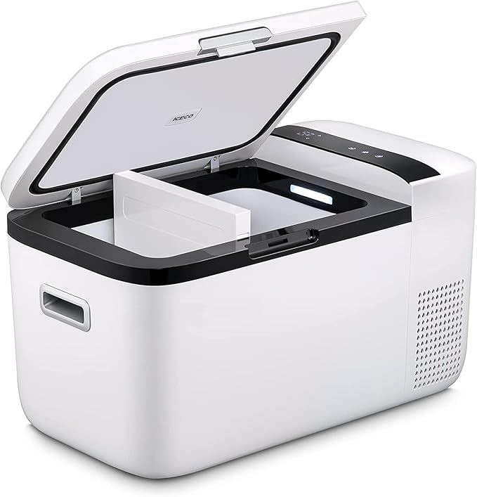 ICECO GO20 Portable Refrigerator,21Qt/20L 12Volt Refrigerator Powered by SECOP, 0℉-50℉, Bluetooth Connection, 12/24VDC&110-240VAC, 12v Fridge Freezer for Car |GO20W + Battery