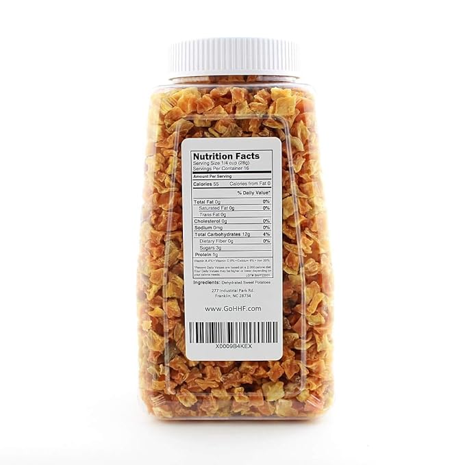 Harmony House Foods Dried Sweet Potato, diced (19.5 oz, Quart Size Jar) for Cooking, Camping, Emergency Supply, and More