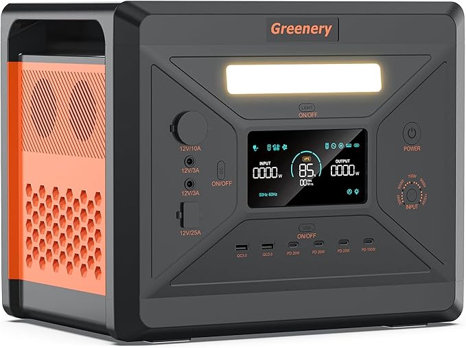 Greenery 2500W/2304Wh Portable Power Station(Peak 4800W), Power Station With LiFePO4 Battery, Fast Charging & High Output, Solar Generator for Emergency Home Backup, Camping & Outdoor