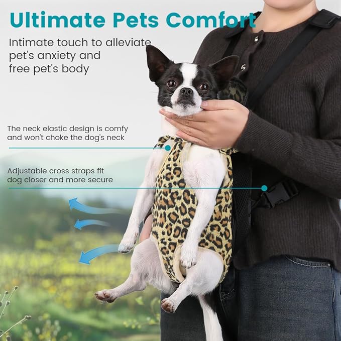 Inspack Dog Backpack Carrier/Cat Carrier, Adjustable Pet Front Carriers Travel Bag for Puppy Medium Dogs, Legs Out, Soft Dog Chest Carry Backpacks for Hiking/Camping, 2.5-4 lbs, Leopard Print