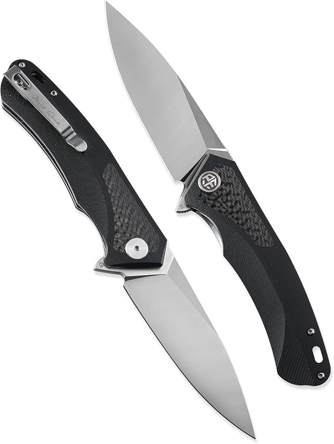 Petrified fish PF838 3.74" D2 steel folding knife outdoor tactical pocket knives G10 handle camping hunting Cutter EDC tool (Green, satin)