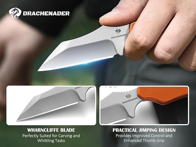 X-WH 5.78" Neck Knife with Kydex Sheath, D2 Steel Blade Silver Fixed Blade Knife with G10 Handle for Men, EDC Horizontal Carry
