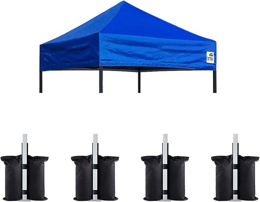 Eurmax USA Pop Up Canopy Replacement Canopy Tent Top Cover, Instant Canopy Top Cover ONLY,Bonus 4PC Pack Weight Bag (5x5, Blue)