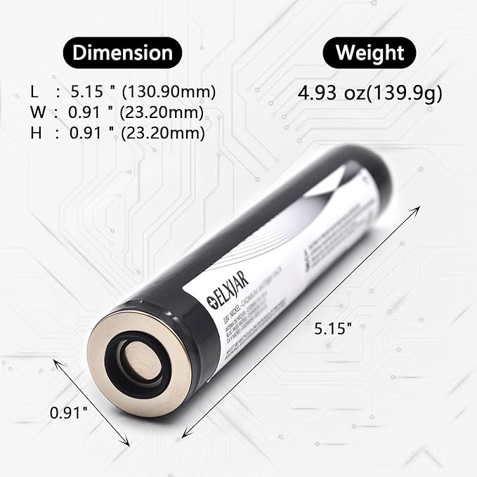 (2-Pack) 3.6V 1800mAh Ni-CD Rechargeable Battery Pack Replacement for Streamlight Stinger DS LED HP XT 75175 75375 PolyStinger Pelican M9 Flashlight