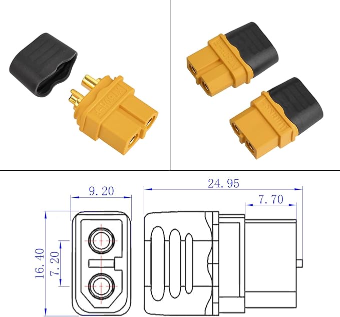 10AWG 10FT XT60 Solar Cable 2 10 25 35 50 75 100FT XT60 Extension Cable Solar Panel Connector to XT60 Connector for Portable Power Station (10FT)