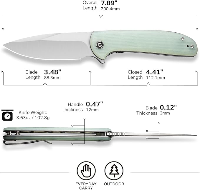 CIVIVI Primitrox Folding Knife for EDC, Flipper Pocket Knife with 3.48" Nitro-V Blade G10 Handle for Everyday Carry C23005A-1