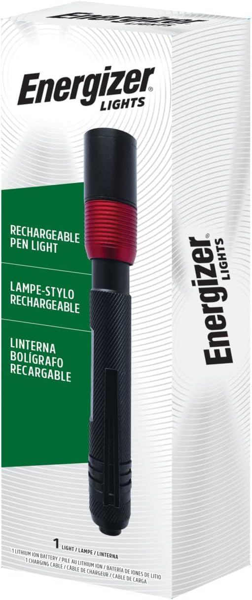 Energizer Rechargeable Penlight, 400 Lumens, IPX4 Water-Resistant, Lightweight Metal Compact Flashlight, Best Indoor and Outdoor Rechargeable Flashlight, Micro-USB Charging Cable