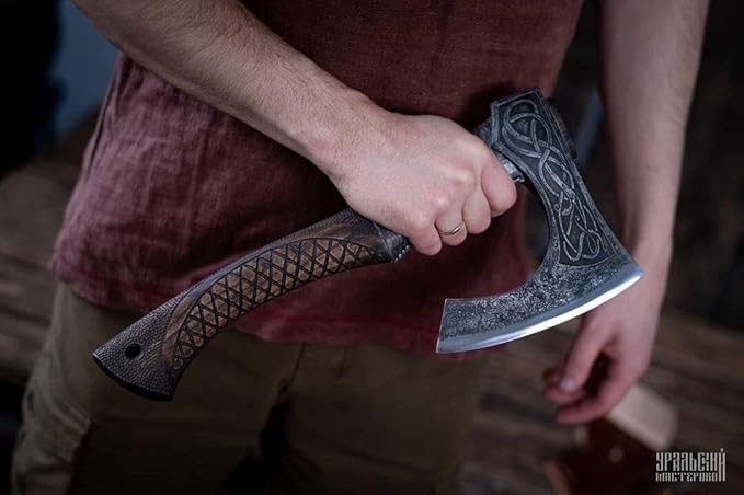 20" Custom handmamde Viking Axe, Battle Axe Real Custom Handmade Real Viking Axe Head, Tomahawk Viking Hatchet Beared Camping Axe Blade, Viking Gift for Him