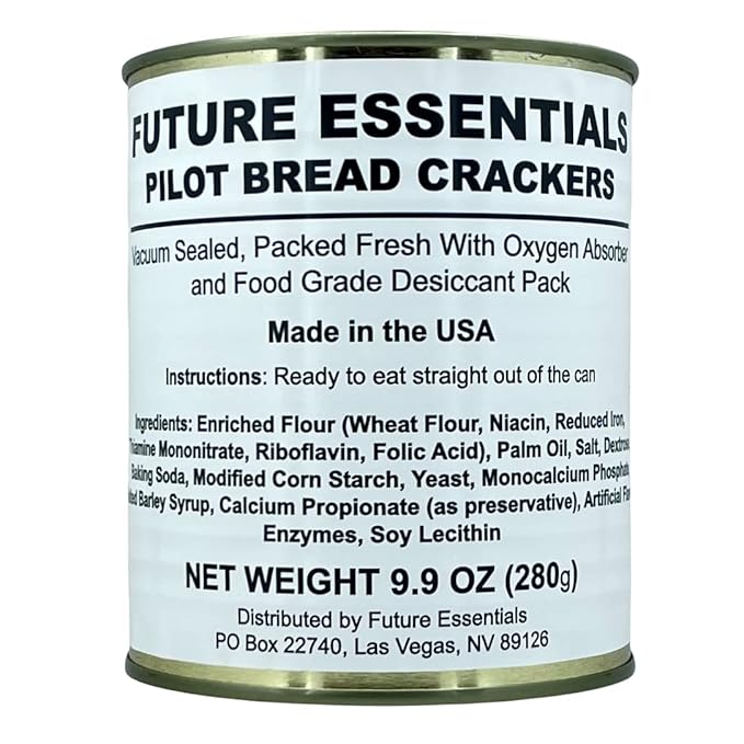 Future Essentials Sailor Pilot Bread Crackers 9.9 Oz per Can Ship’s Biscuit Ready to Eat Survival Food #2.5 Can (12 Servings Each) Pack of 1 Long-Term Emergency Storage Food 30-Year Shelf Life