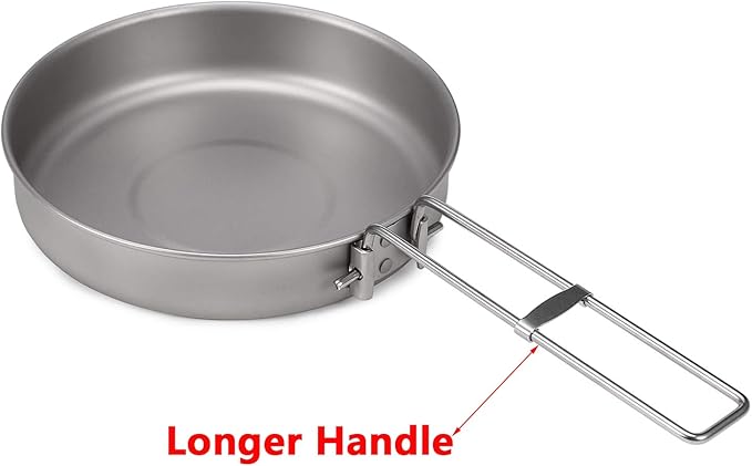 Lixada Ultralight Titanium Frypan Outdoor Camping Hiking Picnic Cooking Frying Pan 750/1000ML with/Without Handle