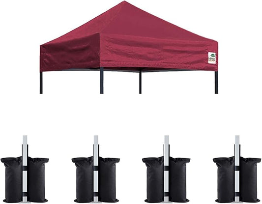 Eurmax USA Pop Up Canopy Replacement Canopy Tent Top Cover, Instant Canopy Top Cover ONLY,Bonus 4PC Pack Weight Bag (5x5,Burgundy)