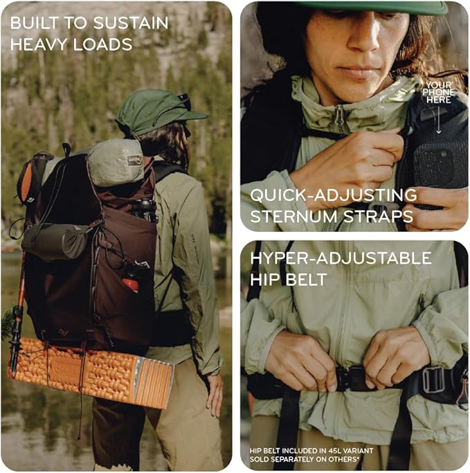 Peak Design Outdoor Backpack 45L, Cloud, Lightweight Internally-Framed Backpack, Ultra Cinch Roll-Top Design, Ideal for Hikes, Camera Carry and Travel, Versatile Backpack for Men and Women