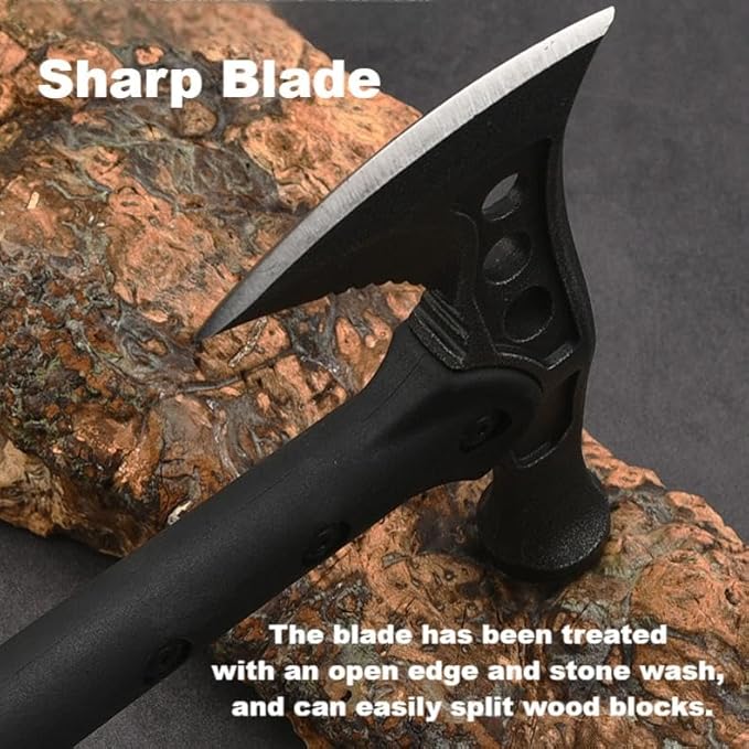 DOOM BLADE Camping Hatchet Axe with Hammer,Tomahawk Viking Nylon Sheath,Forged High Carbon Steel,Portable Camping Axe for Outdoor Splitting Wood,Hunting Survival