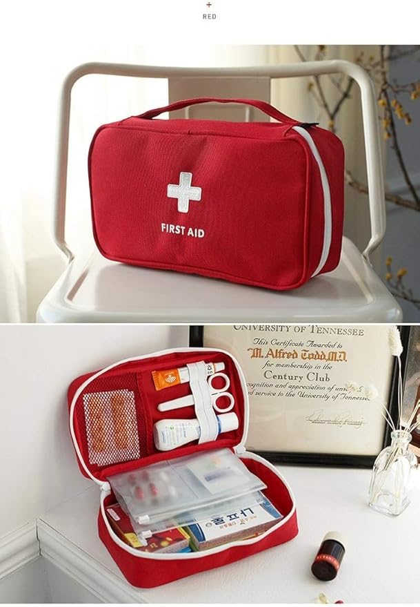 First Aid Bag - First Aid Kit Empty for Home Outdoor Travel Camping Hiking, Mini Empty Medical Storage Portable Pouch (2 Pieces Red Bag)