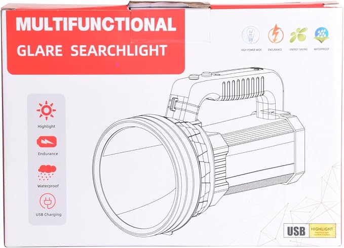 Masmejor 2000LM Rechargeable LED Flashlight - 10000mAh, IPX4 Waterproof, 6 Modes, Portable Emergency Light for Power Outages, Hiking, Camping & Outdoor Activities