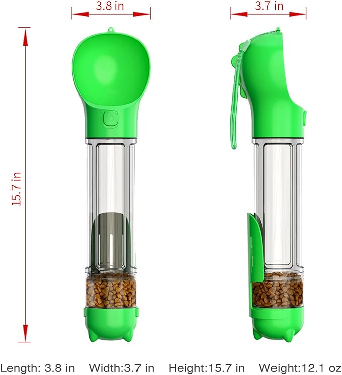 DoqiPaw Dog Travel Water Bottle Leak Proof No Spill Lead Leash Waterer Feeder Accessory Alternative to Dispenser Portable Pet Bowl Large Dogs(500ml) (Green)